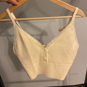 Cream urban outfitters tank top with bow tie straps